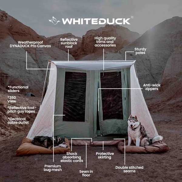 WHITEDUCK Prota Basic Canvas Cabin Tent | Flex-bow Camping Tent 10'x10' Cabin Style for 4 Person in Brown Color - Waterproof