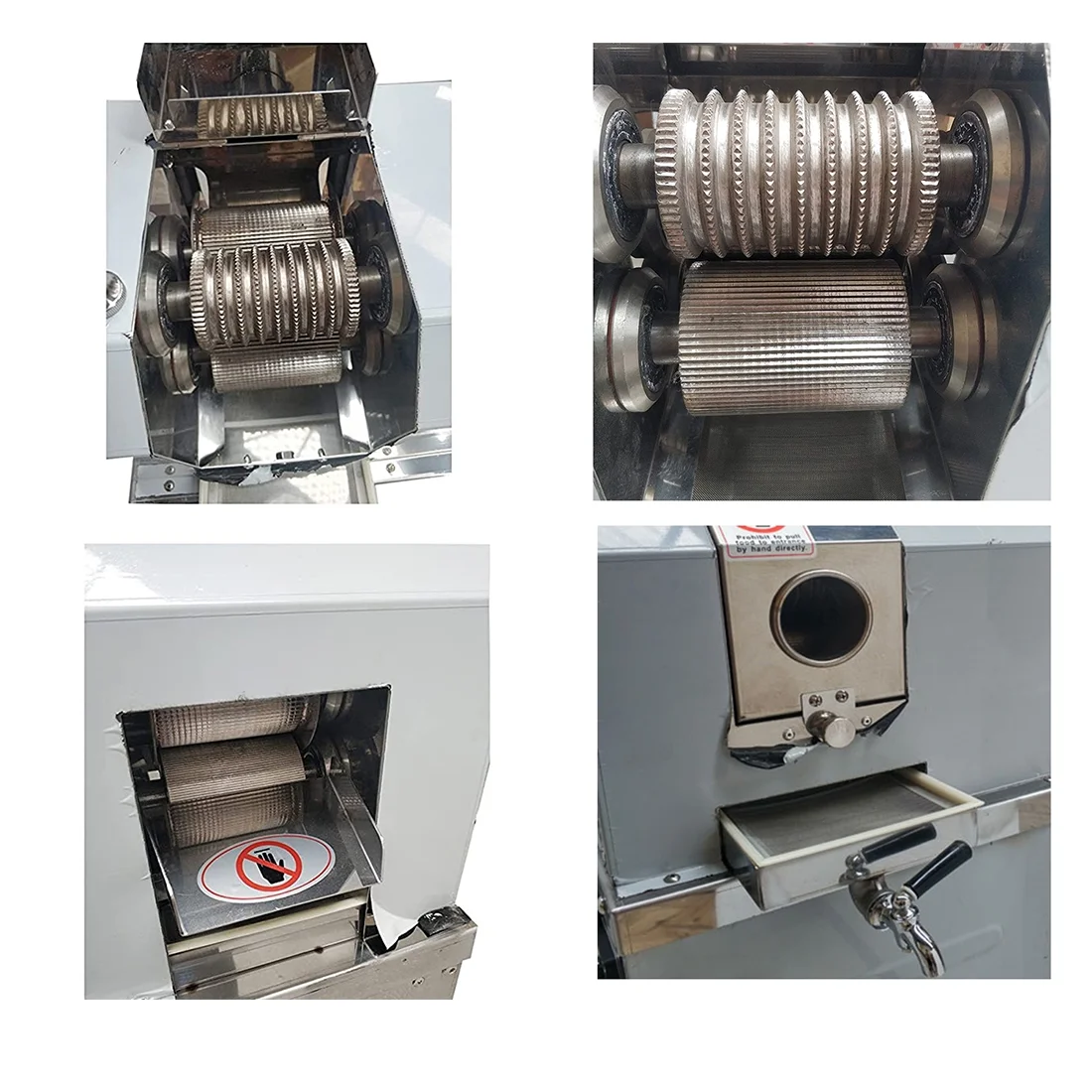 PreAsion Vertical Electric Sugarcane Juicer Juice Press Machine 4 Rollers Stainless Steel Silver