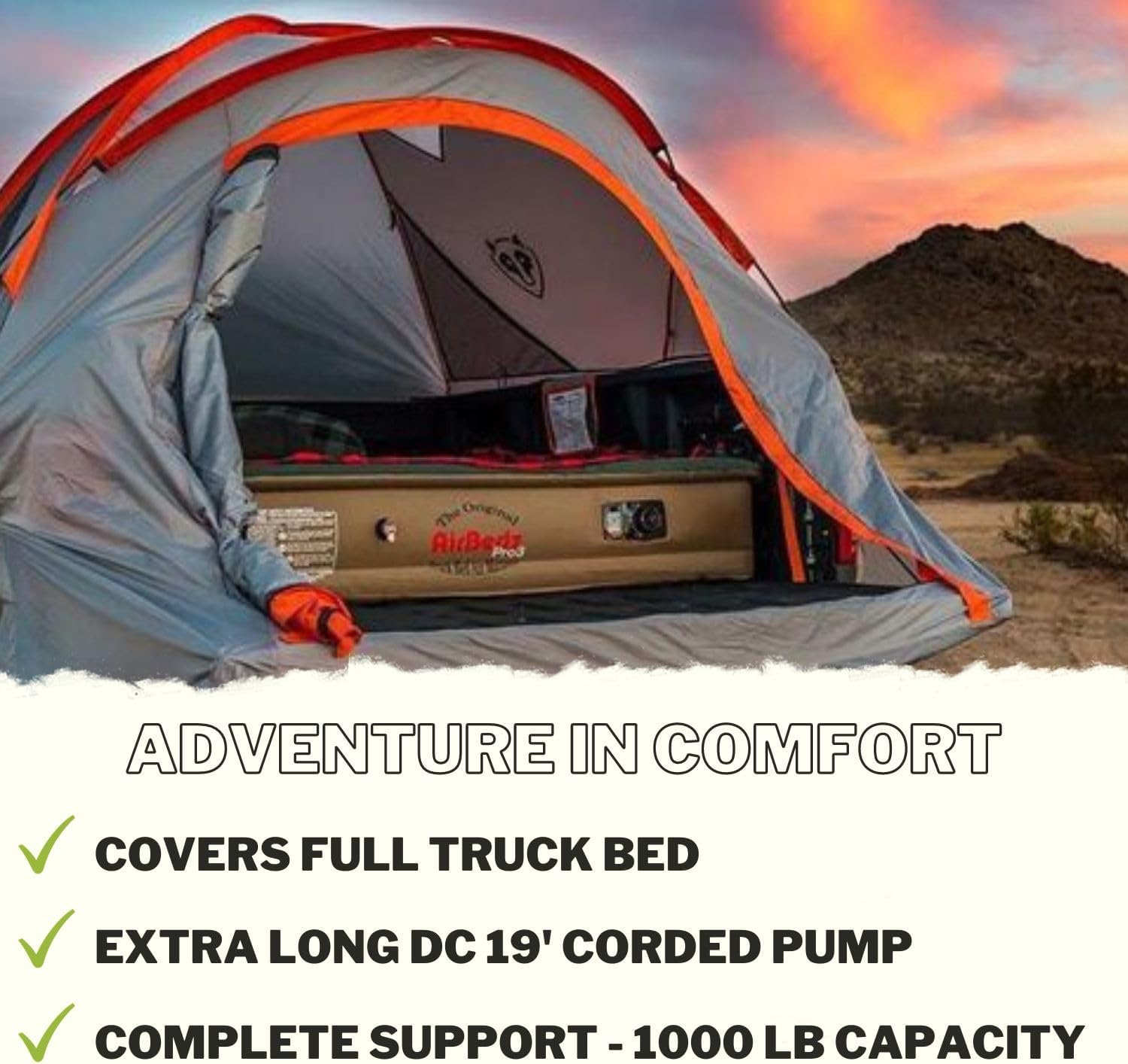 Pittman - Truck Bed Mattress 6.5 Foot Bed > 6ft - Pro3 Series - The Original Airbedz Truck Bed Air Mattress 6.5 Bed - Full Size Truck Mattress with 25% More Bed Coverage for Pickup Truck Bed Camping