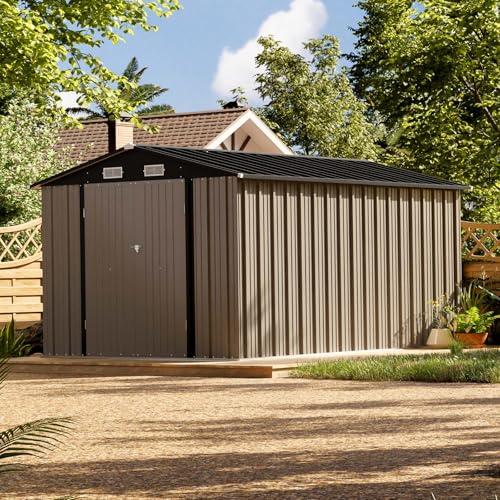 Patiowell 3 x 3 FT Outdoor Storage Shed,Small Garden Tool Storage Shed with Sloping Roof and Single Lockable Door, Outdoor Shed for Backyard Garden Patio Lawn, Grey