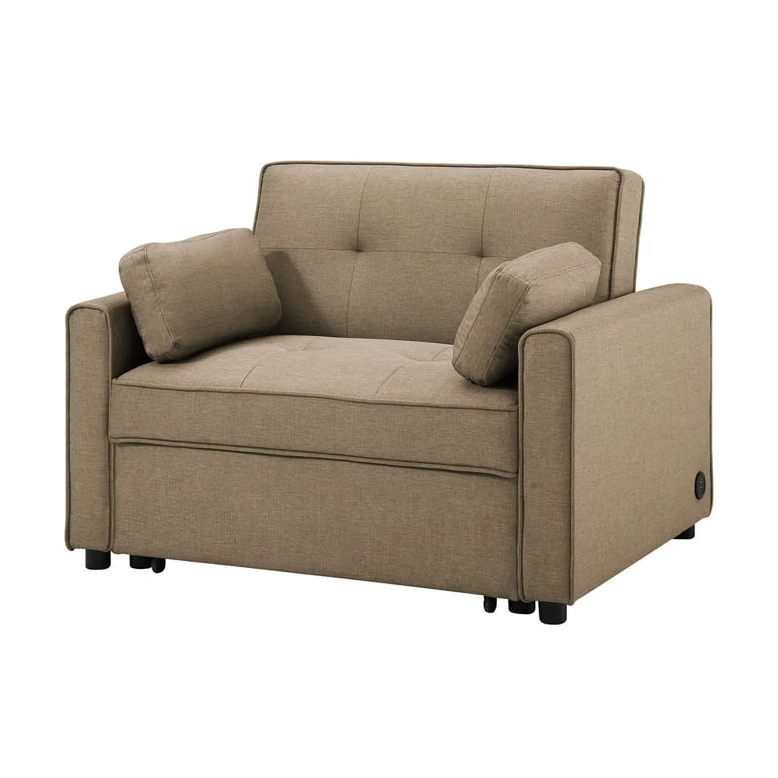 Serta Carlton Twin Convertible Sleeper in Tan Brown Fabric Upholstery