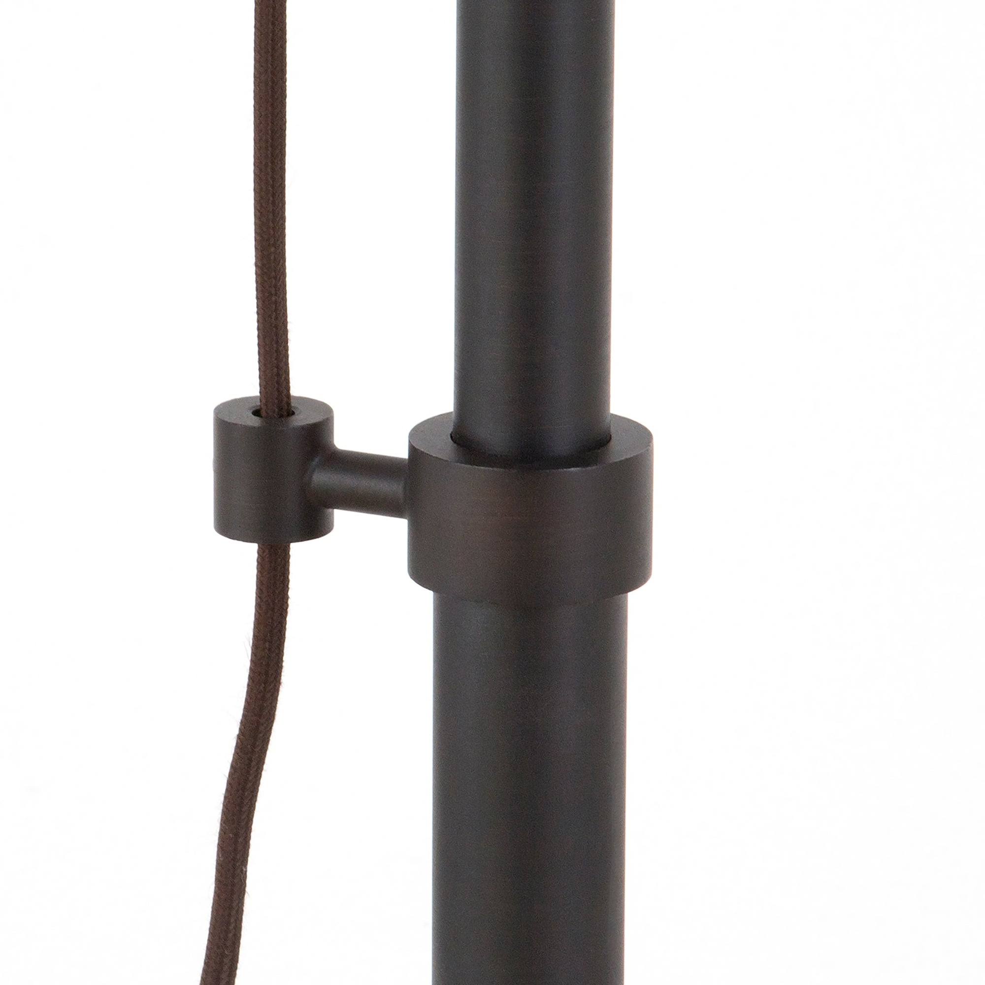 Descartes Industrial Farmhouse Floor Lamp in Blackened Bronze with Pulley System