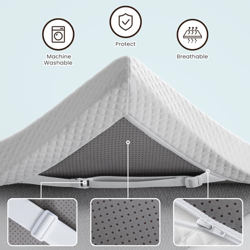 3 Inch Firm Mattress Topper Queen, Gel Infused Ventilated Bed topper for Back Pain Relief - Firm Foam Mattress Topper, CertiPUR-US Certified