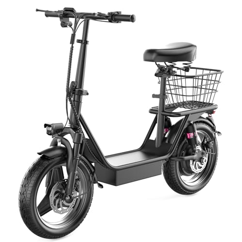 Electric Scooter Adults, 500W(650W Peak) Motor, 25mph Speed 30Miles Long Range Electric Scooter with Seat, Dual Disc Brakes, 48V 15AH E Scooter for Commuter, Travel