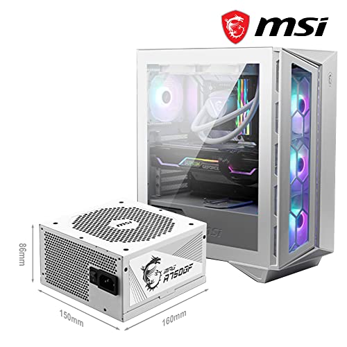 MSI MAG 850GL PCIE 5 White Gaming Power Supply - Full Modular - 80 Plus Gold Certified 850W - Compact Size - ATX PSU