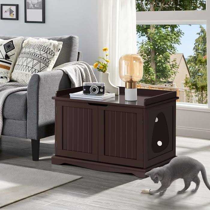 Topeakmart Decorative Espresso Furniture Hidden Washroom Cat Litter Box - Pet Supplies online store