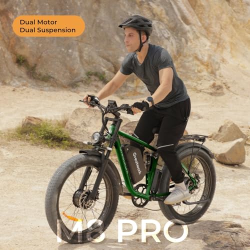 Dual Motor Electric Bike for Adults, 52V 4000/5000W Peak Motor, 40/45MPH, 1300Wh Battery, Up to 100 Miles Range, 26" x 4.0 Fat Tire Ebike with 7-Speed, Suspension, Turn Signals and Dual Disc Brakes