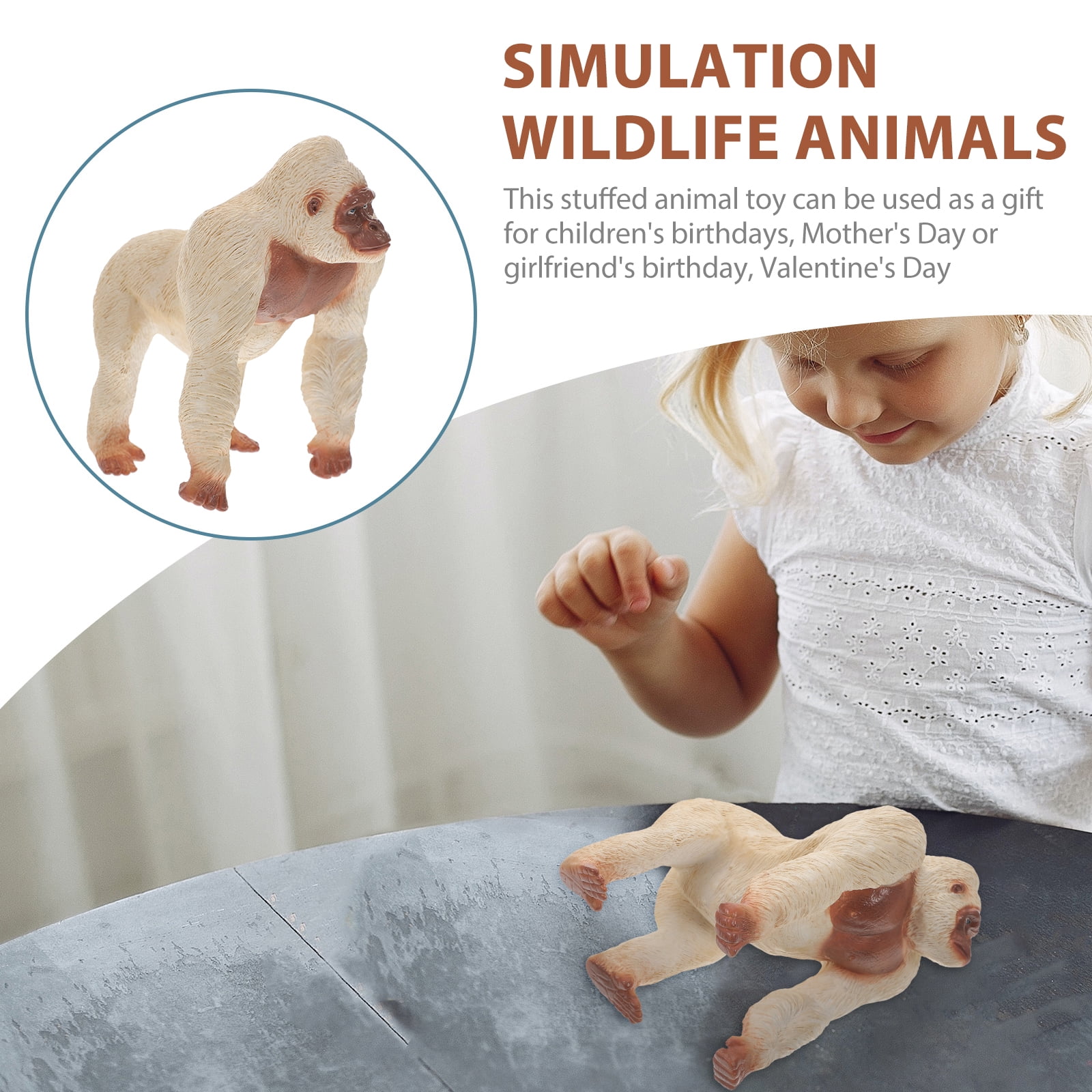 5 Count Decor Models Kids Educational Toys Mini Gorilla Figurine Chimpanzee Figure Forest Animal Figure Orangutan Toy Model Toy Puzzle White Plastic Child