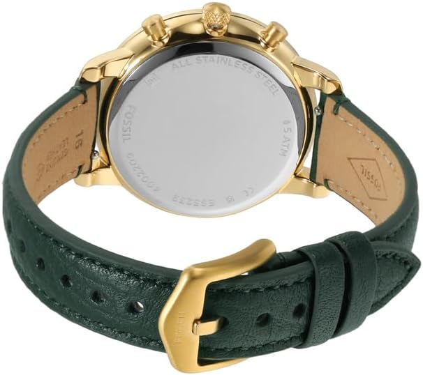 Fossil Women's Neutra Quartz Stainless Steel and Eco Leather Chronograph Watch, Color: Gold, Green (Model: ES5239)