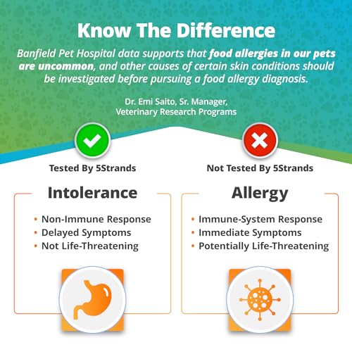 5Strands Pet Food Intolerance Test, at Home Sensitivity Test for Dogs & Cats, 272 Items, Hair Analysis, Accurate for All Ages and Breed, Results in 5 Days - Protein, Grain, Preservatives