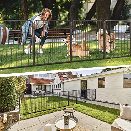LEMY 16 Panels 32 in Pet Playpen Heavy Duty Metal Dog Exercise Fence Barrier，Outdoor & Indoor Foldable Pet Exericse Pen w/Door,Black
