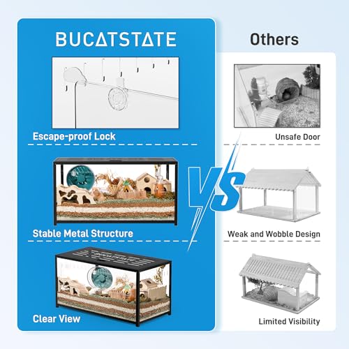 BUCATSTATE Hamster Cage Metal 2.0 - Small Animal Habitats Large Stackable with Top Access Easy Assemble 31.4L*17.6W*20H Inches Dwarf Syrian Hamster House for Guinea Pig, Gerbil (552sq inch White)