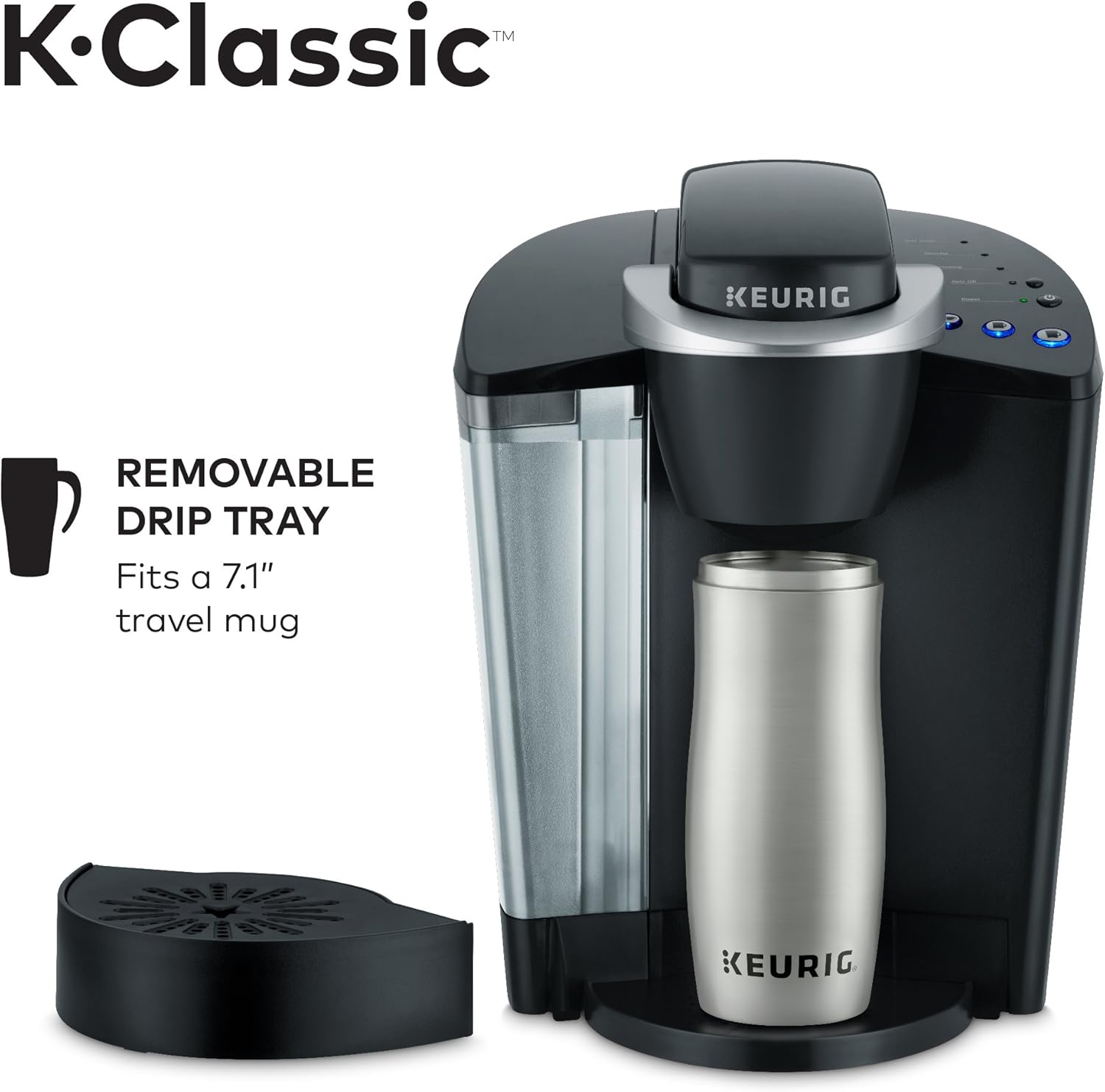Keurig K-Classic Coffee Maker K-Cup Pod, Single Serve, Programmable, 6 to 10 oz. Brew Sizes, Black & Standalone Frother Works Non-Dairy Milk, Hot and Cold Frothing, 6 Oz, Black