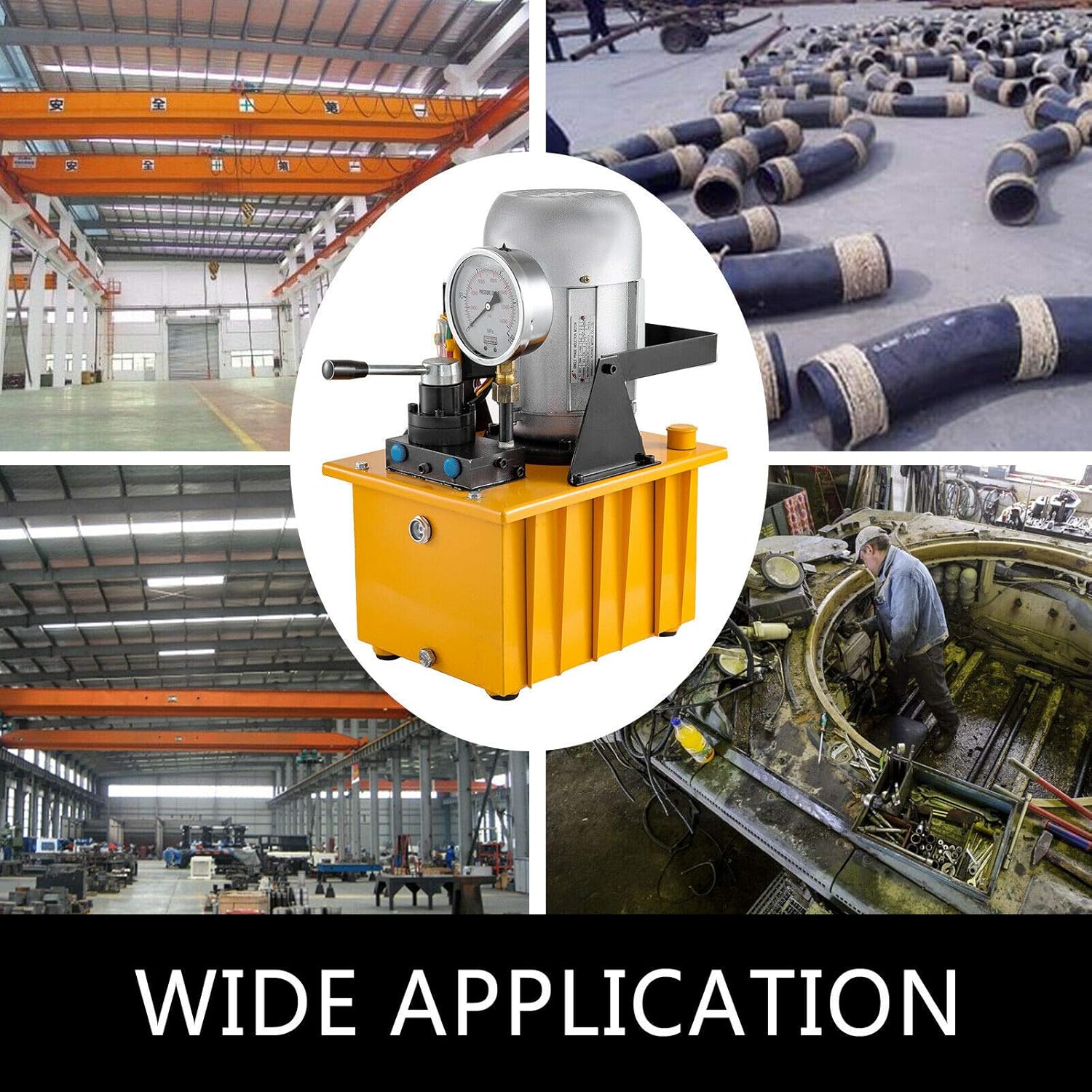 Happybuy Hydraulic Pump Electric Double Acting Manual Valve Hydraulic Pump 10000 PSI Electric Hydraulic Power Unit for Home and Commercial Using (Double Acting)