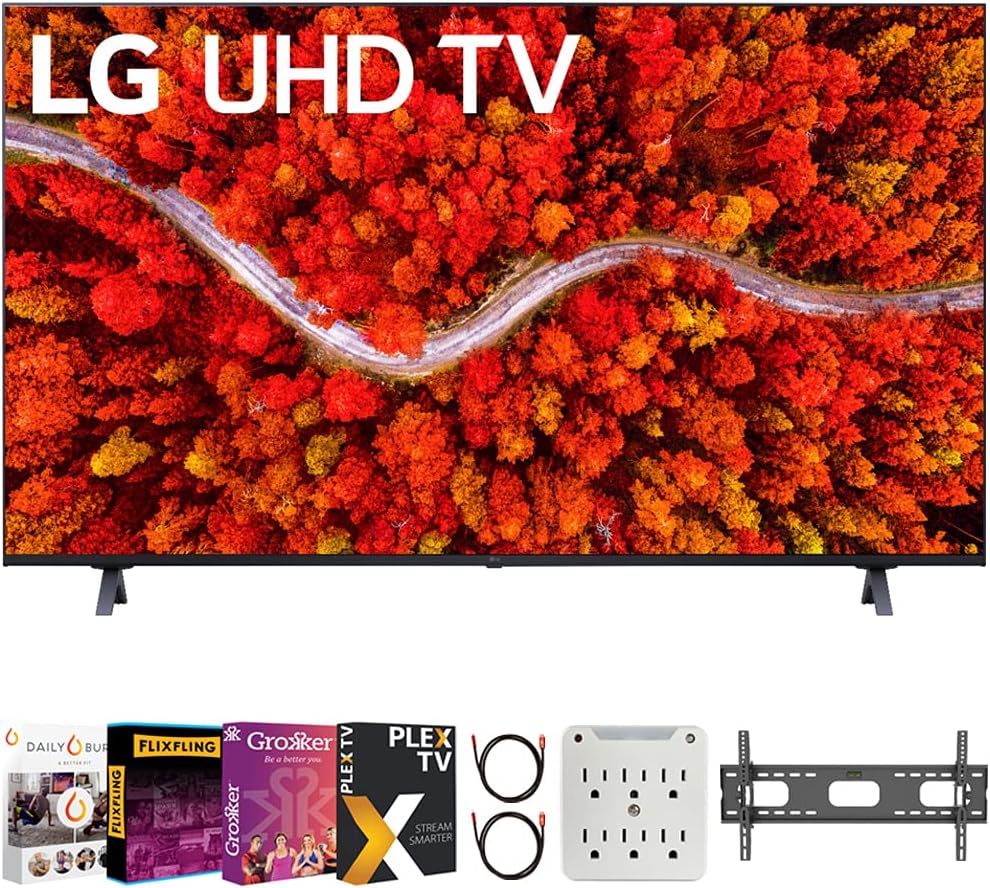 LG 65UP8000PUA 65UP8000PUR 65 Inch Series 4K Smart UHD TV 2021 Bundle with Premiere Movies Streaming 2020 + 37-100 Inch TV Wall Mount + 6-Outlet Surge Adapter + 2X 6FT 4K HDMI 2.0 Cable
