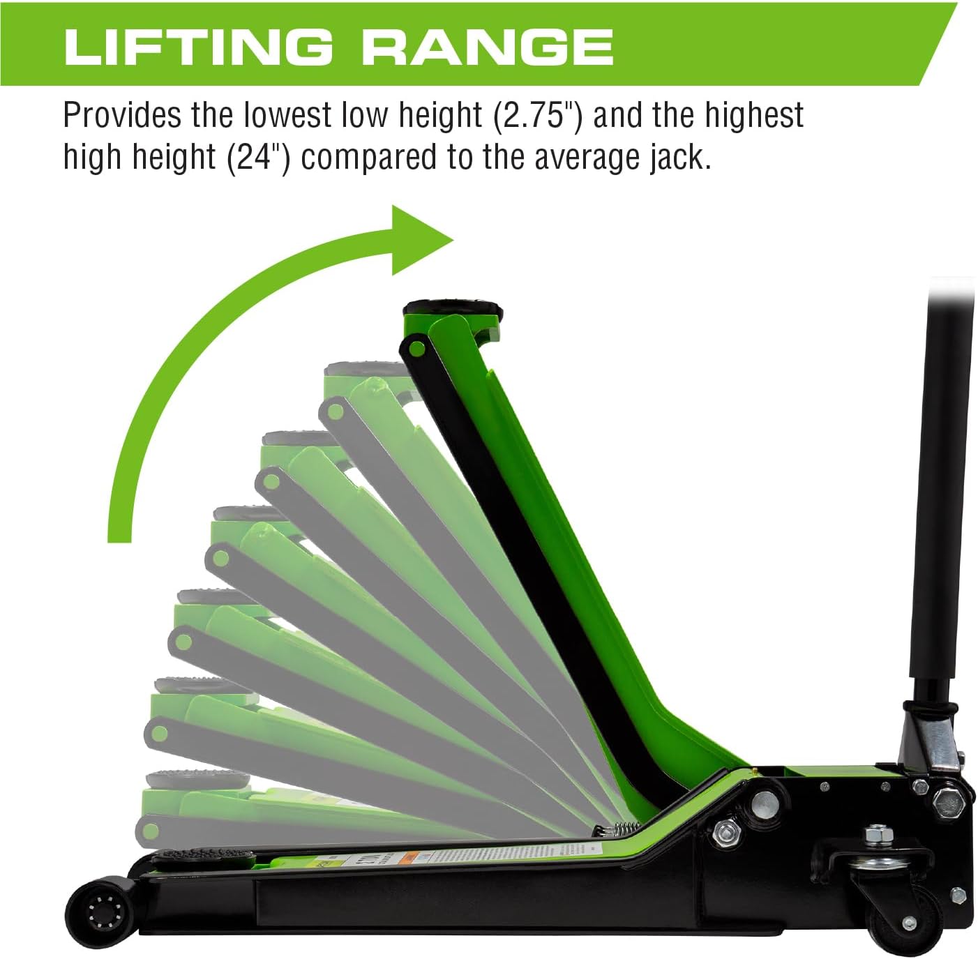 ARCAN TOOLS 2 Ton Extra Long Reach Low Profile Steel Floor Jack (A20016)