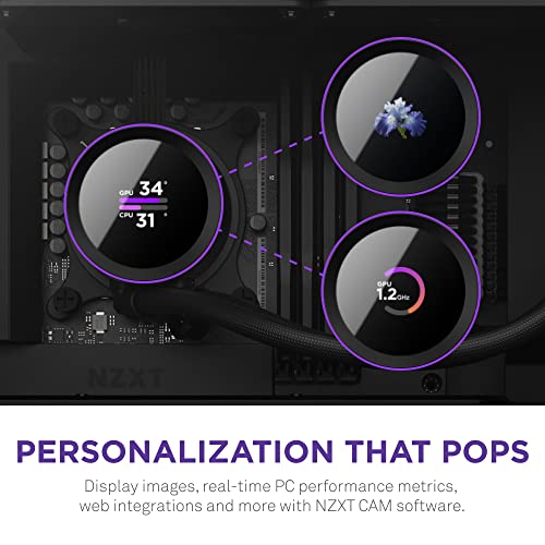 NZXT Kraken 240 RGB - 240mm AIO CPU Liquid Cooler - RL-KR240-B1 - Customizable 1.54" Square LCD Display for Images, Performance Metrics - High-Performance Pump - 2 x F120 RGB Core Fans - Black