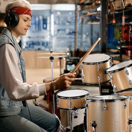 Ktaxon 22 Inch Adult Drum Set, 5-Piece Full-Size Drums Kit with Cymbal Stands, Hi-hat Stand, Sticks, Drum Pedal, Stool & Floor Tom for Beginner Teens Student (Blue)