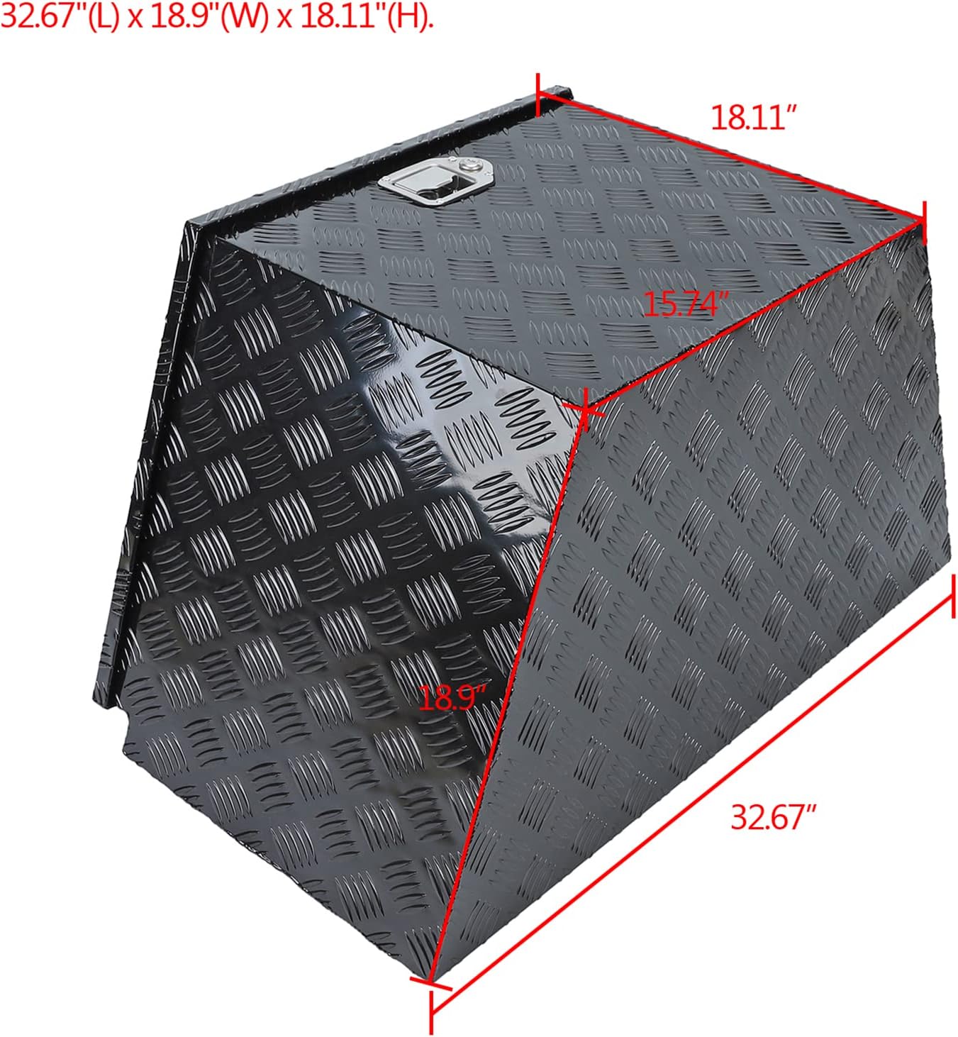 33"X19"X18"Black Aluminum Trailer Tongue Box Wide Utility Trailer Tongue Tool Box Pick Up Truck Tool Box w/Lock & Keys