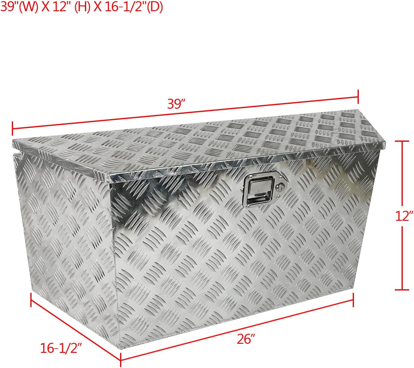 LucaSng Trailer Tongue Box Wide Utility Trailer Tongue Tool Box Pick Up Aluminum Truck Tool Box 39 X 16.5 X 12 Inch Silver