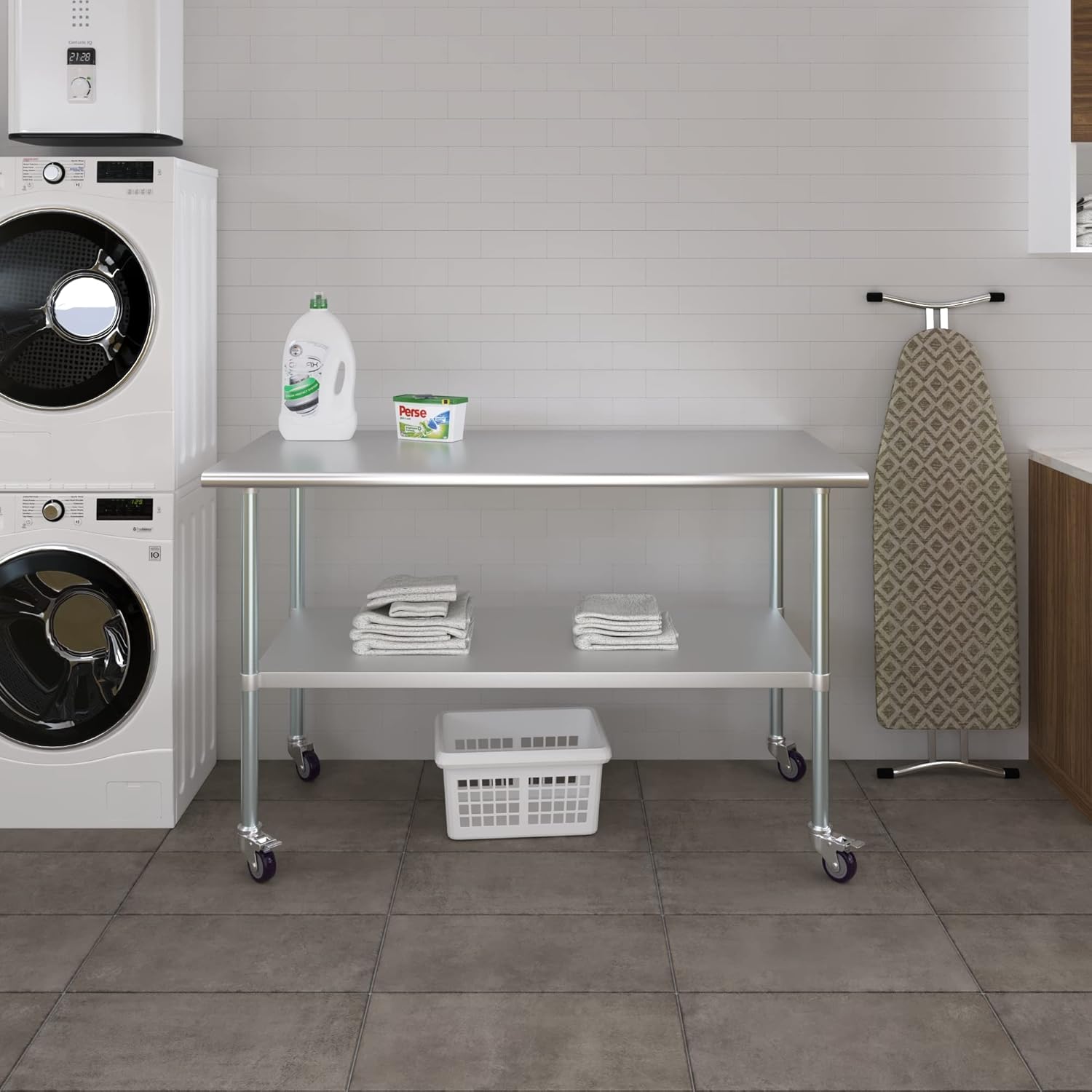AmGood 30" X 60" Stainless Steel Work Table with Under-Shelf & 4 Wheels | Laundry Garage Utility Bench | Prep Worktable | Kitchen Island Food Prep | NSF Certified