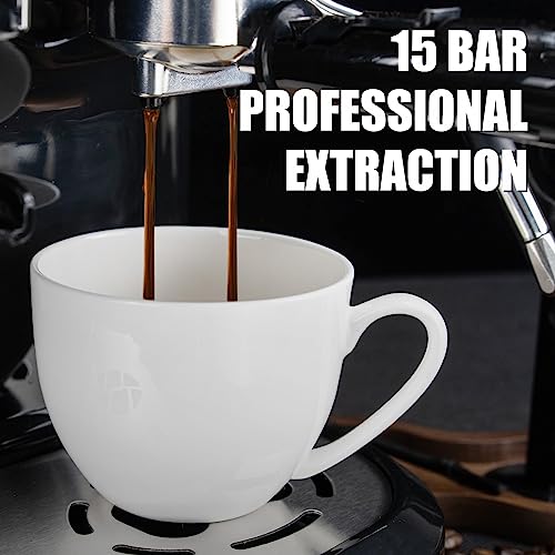 Espresso Machine 15 Bar, Coffee Maker With Milk Frother Steam Wand, Built-In Bean Grinder, Combo Cappuccino Machine with 70oz Removable Water Tank (ABS high-strength plastic shell)