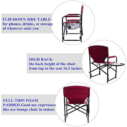 Timber Ridge Director&s Chair Folding Aluminum Camping Portable with Side Table