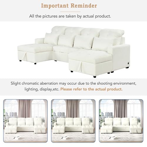 Oversized U-Shaped Sectional Sofa Couch Plush Corduroy Upholstered Modular Deep Seat Sofa&Couch Sectional W/Right Facing Chaise Lounge and 7 Toss Pillows for Home Apartment Living Room Furniture Sets
