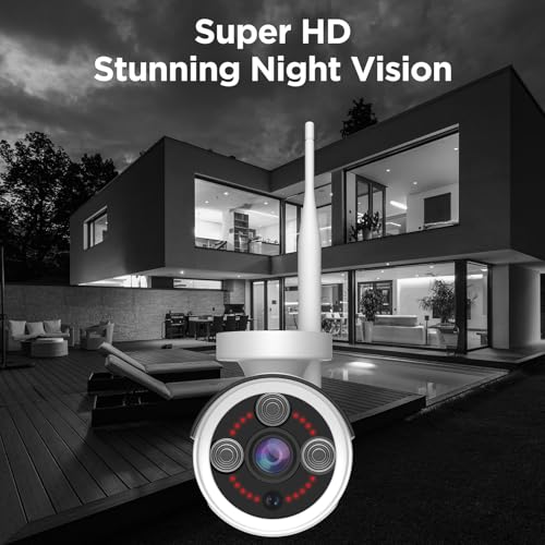Wireless Security Camera System, 10CH 5MP NVR with 4 3MP Cameras, 1TB HDD, Night Vision, Motion Detection, Indoor/Outdoor Video Surveillance, Free App (3MP-1TB Hard Drive)