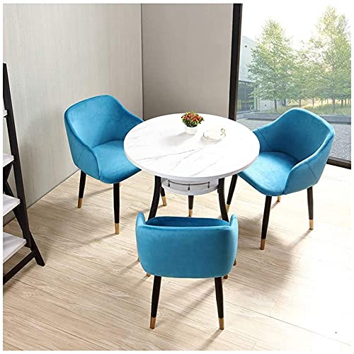 Round Dining Table Set W/ 4 Chair - Save Space Table and Chair Set of 3 Office Reception Negotiation Table Cafe Tea Shop Restaurant Round Table Living Room Kitchen Dining Table (Color : Green)