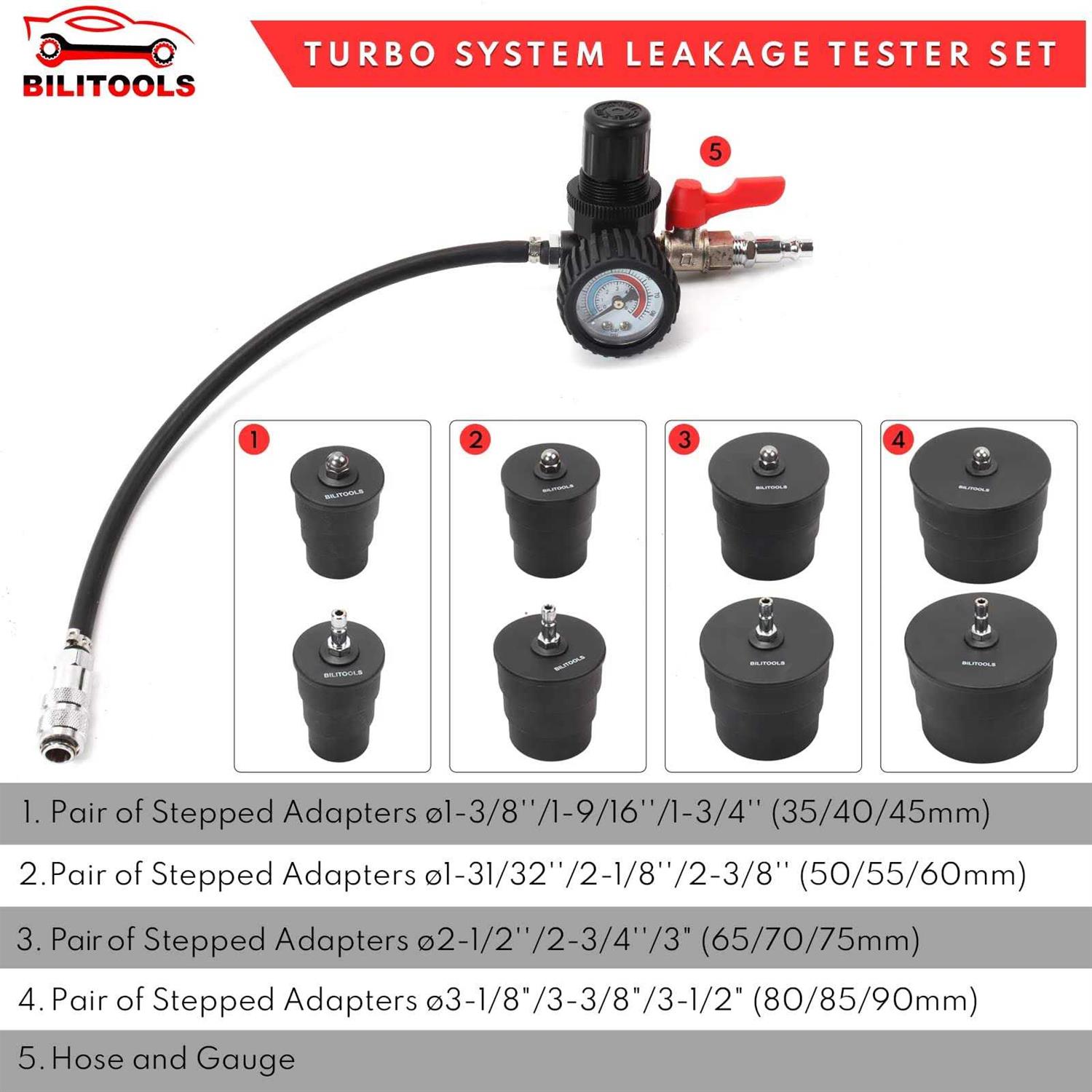 BILITOOLS 9-Piece Turbo System Leakage Tester Set Turbocharger Turbo Boost Leak Tester 1-3/8 - Shop Hardware Tools Online Store