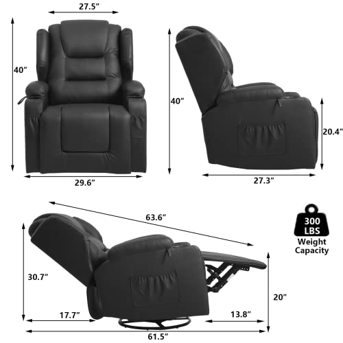Swivel Rocker Recliner, Nursery Rocking Chairs 360 Degree,Manual Glider Recliner Chairs for Living Room,Upholstered Swivel Single Sofa Seat with Cup Holders, Side Pockets, Pillow