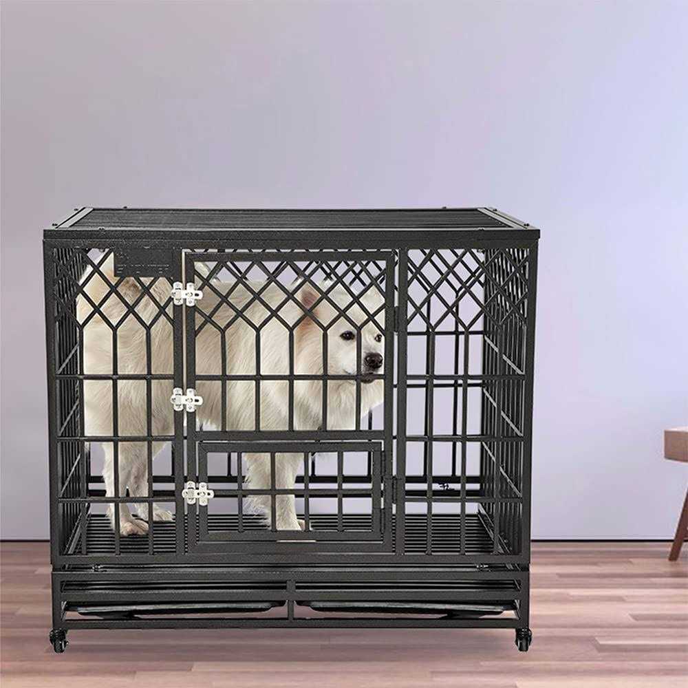 SMONTER Heavy Duty Strong Metal Dog Cage Pet Kennel Crate Playpen Wheels - Pet Supplies online store
