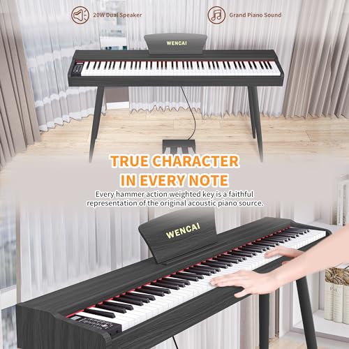 88 Key Fully Weighted Electric Piano Keyboard Hammer Action Full-size Digital Pianos for Beginners Adults Wooden Upright Piano with Sheet Music Stand Triple Pedal, Supports USB-MIDI Black