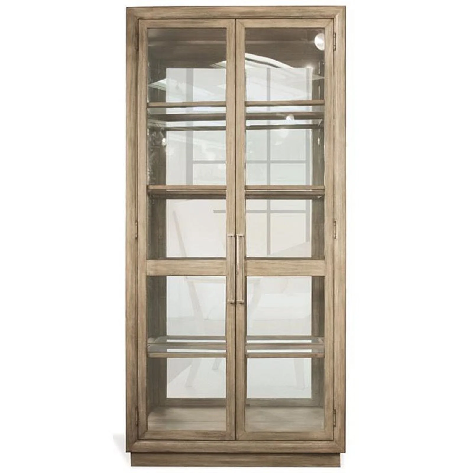 Bowery Hill Contemporary 5 Shelf Curio Cabinet in Natural
