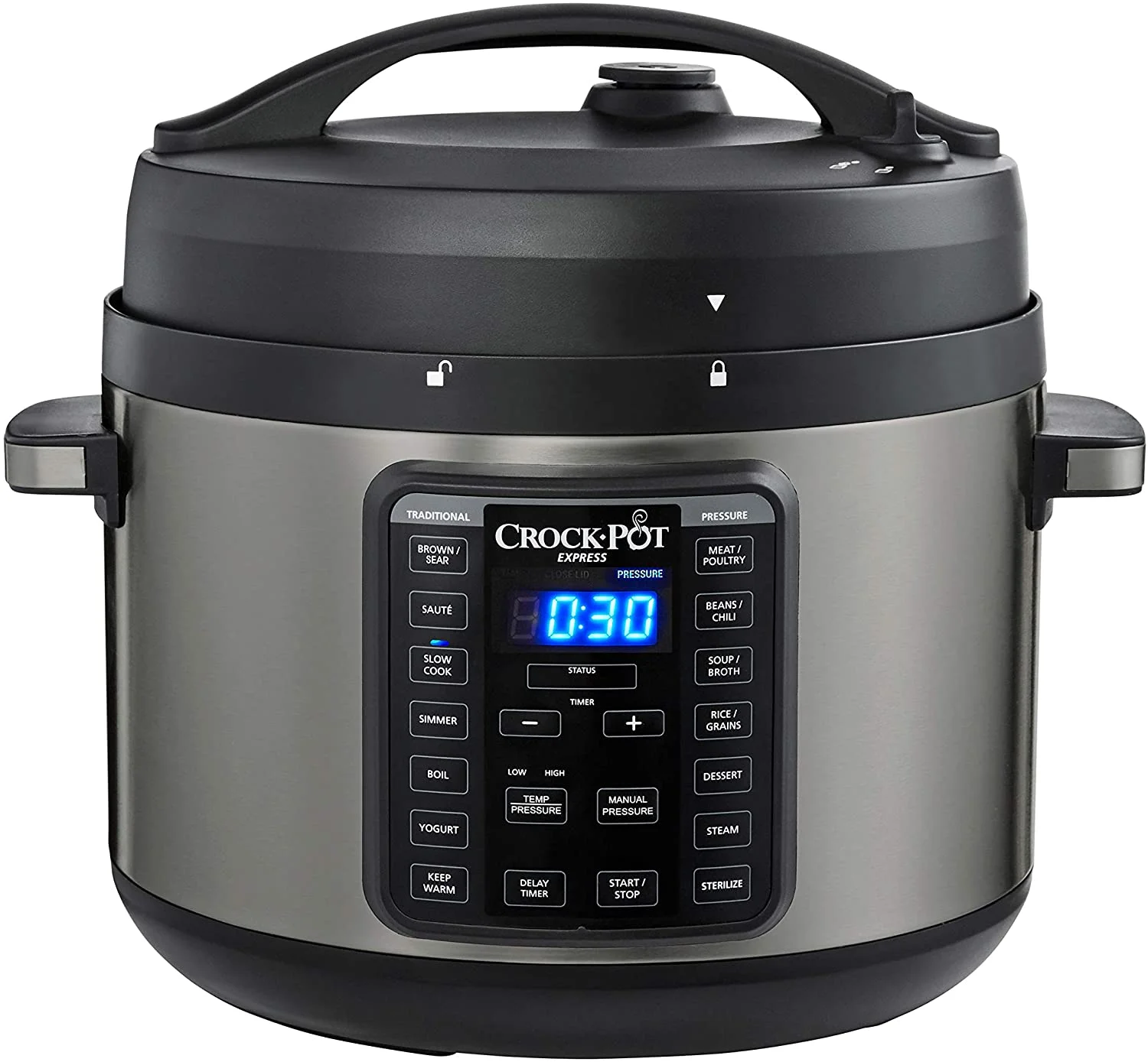 Crock-Pot 2097590 10-Qt. Express Crock Multi-Cooker with Easy Release Steam Dial, 10QT, Black Stainless