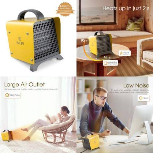 iSiLER Space Heater, 1500W Portable Indoor Heater, Ceramic Space Heater with