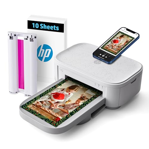 HP Sprocket Studio Plus 4x6 Wireless Instant Photo Printer, 118 Sheets + 3 Cartridges, Wi-Fi, Premium Dye Sublimation, Compact Home Use, Prints Vibrant Color Pictures, Editing App for Fun Photos