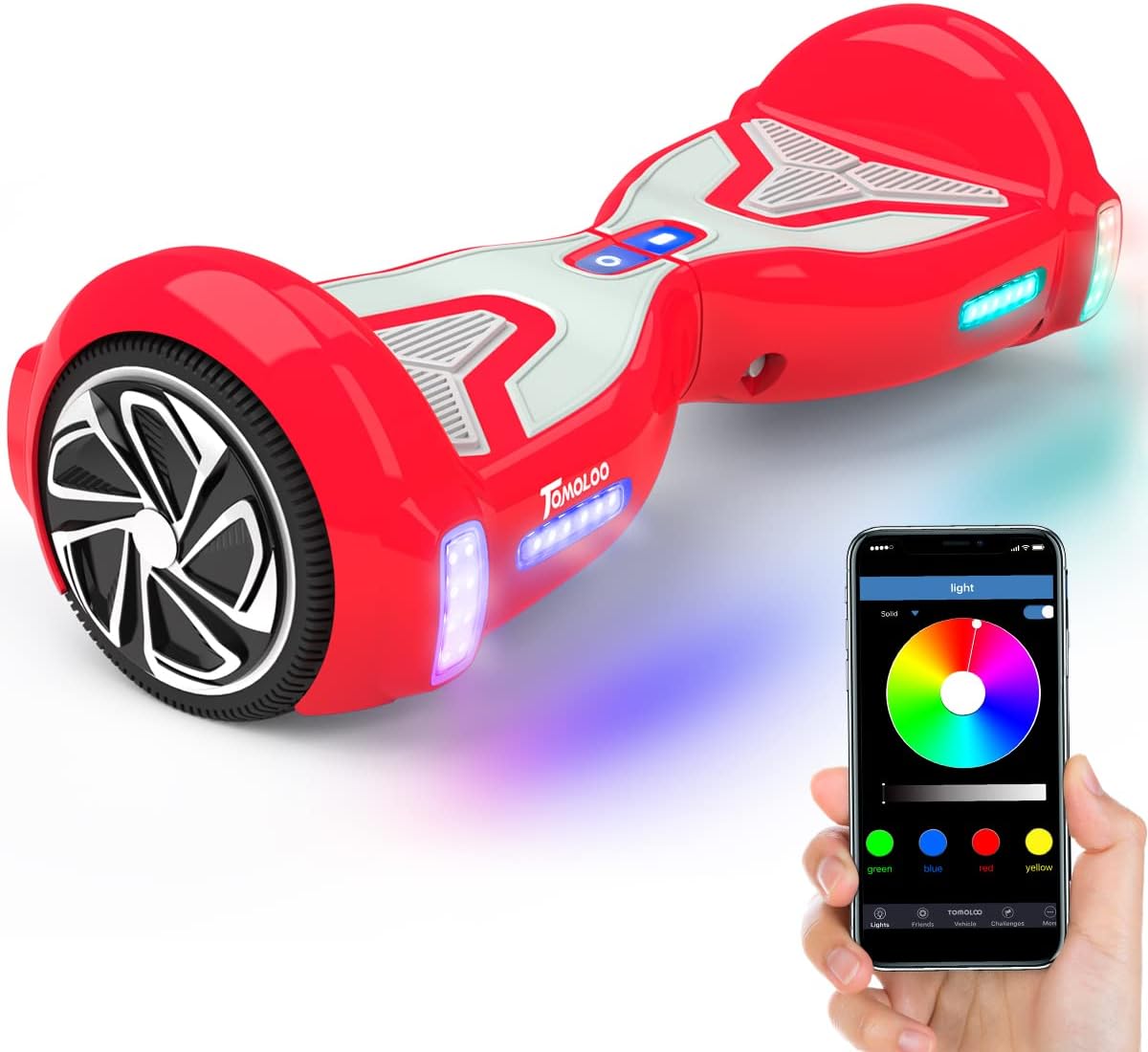 TOMOLOO Hoverboard with Bluetooth Speaker and LED Lights for Kids and Adults 6.5" Wheel Self-Balancing Scooter UL2272 Certified