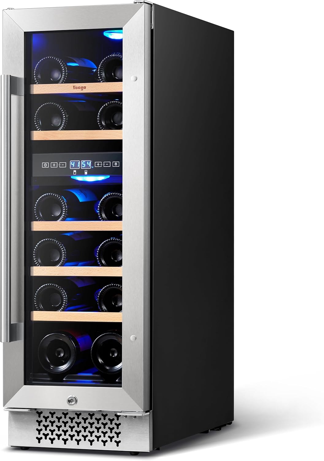 12 inch Wine Fridge, Freestanding Dual Zone Wine RefrigeratorHold 17 Bottles 40F-65F Digital Temperature Control,Upgrade Compressor Wine Cellar with Anti-UV Double Glazing for Kitchen,Home Bar