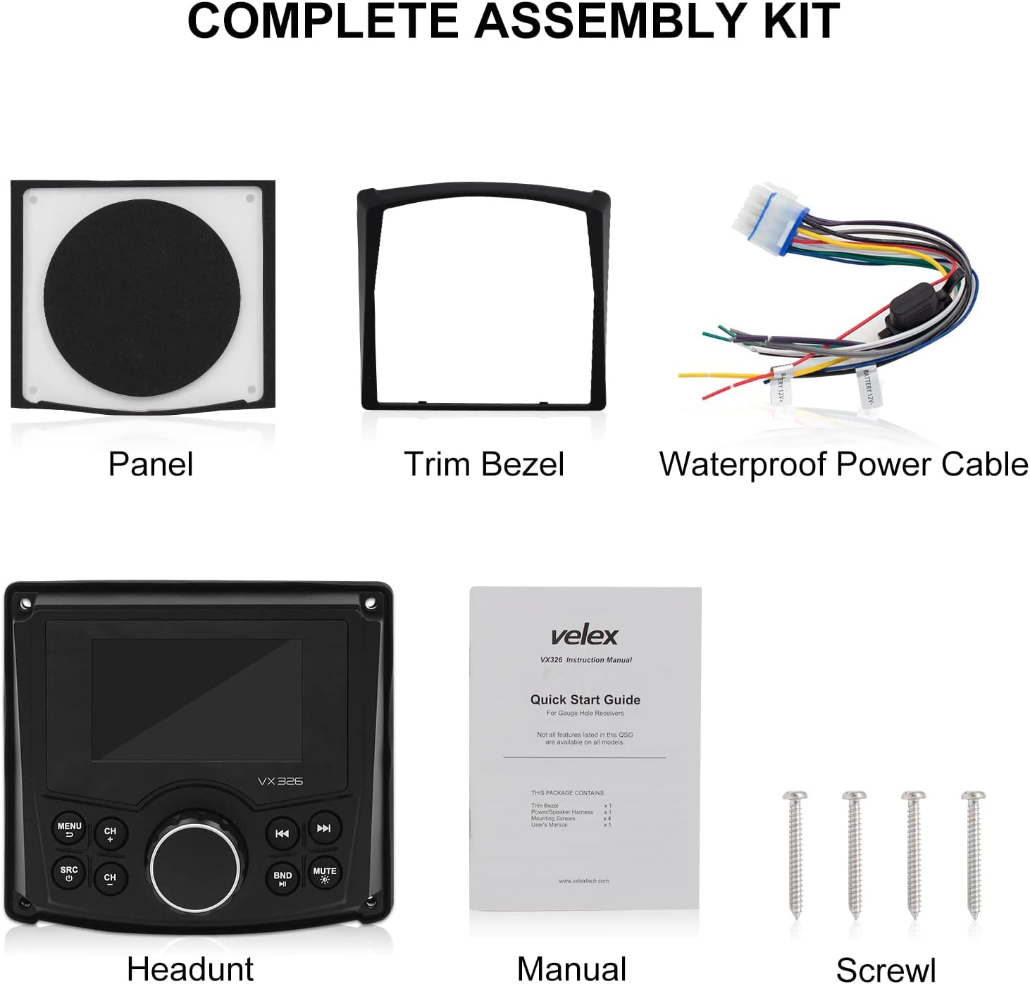 3 Inches Marine Stereo Bluetooth Waterproof Digital Display Radio Media Receiver with AM/FM, USB, MP3 Capability for UTV, ATV, Boat, RZR