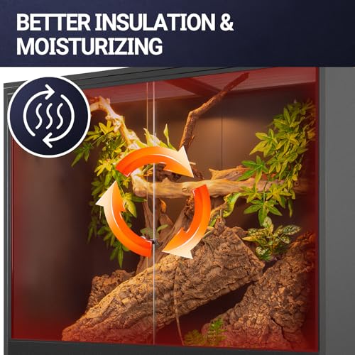 REPTI ZOO 30 Gallon PVC Tall Reptile Terrarium, 18x18x24 Reptile Tank for Frog Lizard Gecko Chameleon Snake, Rainforest Habitat Tank with Sliding Door & Top Screen Ventilation