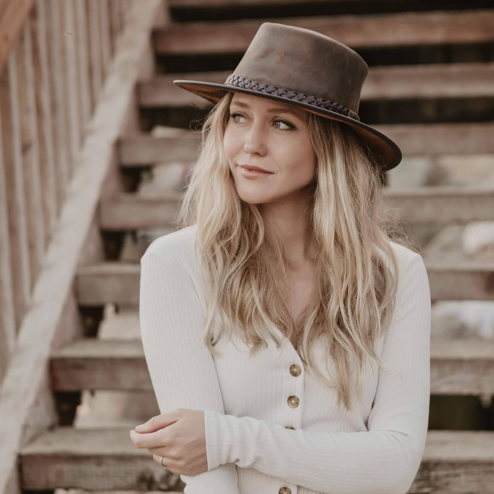 Men&s Crusher Leather Hat - Copper