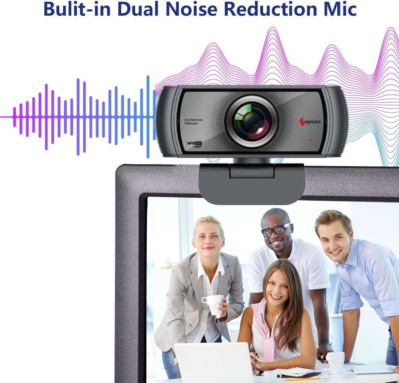 1080P 60fps Webcam with Microphone - 120° Wide Angle Built-in Dual Noise Reduction Mics, HD Streaming USB Computer | Mac | Laptop | PC Camera for Zoom Meeting, Skype, FaceTime, Teams