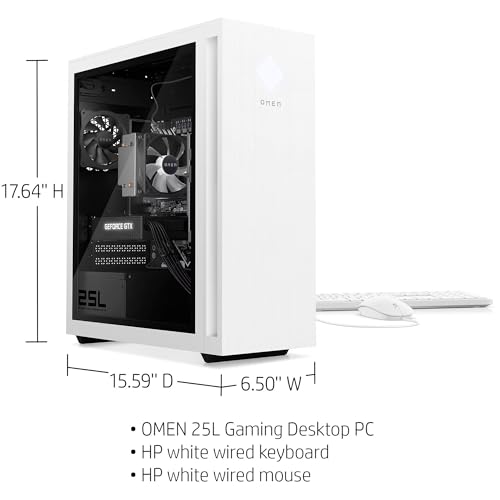 HP OMEN 25L Gaming Desktop PC | AMD Ryzen 5 5600G 6-Core | GeForce GTX 1660 Super | WiFi | HDMI | Display Port | White Lighting CPU Cooler | Windows 11 Home (16GB RAM | 1TB SSD)