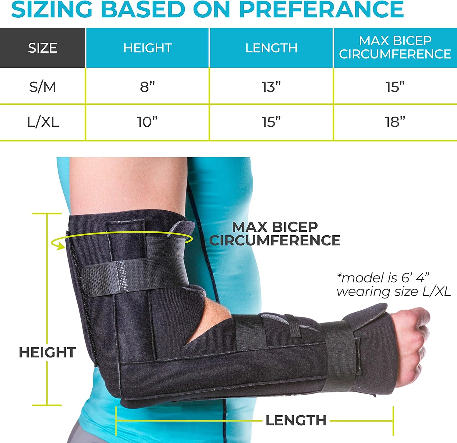 BraceAbility Elbow Immobilizer Brace | Removable Long Arm Cast and Soft Forearm Orthosis Splint for Broken Supracondylar, Distal Humerus, Proximal Ulna Fracture or Olecranon Bursitis (L/XL) Pack of 2