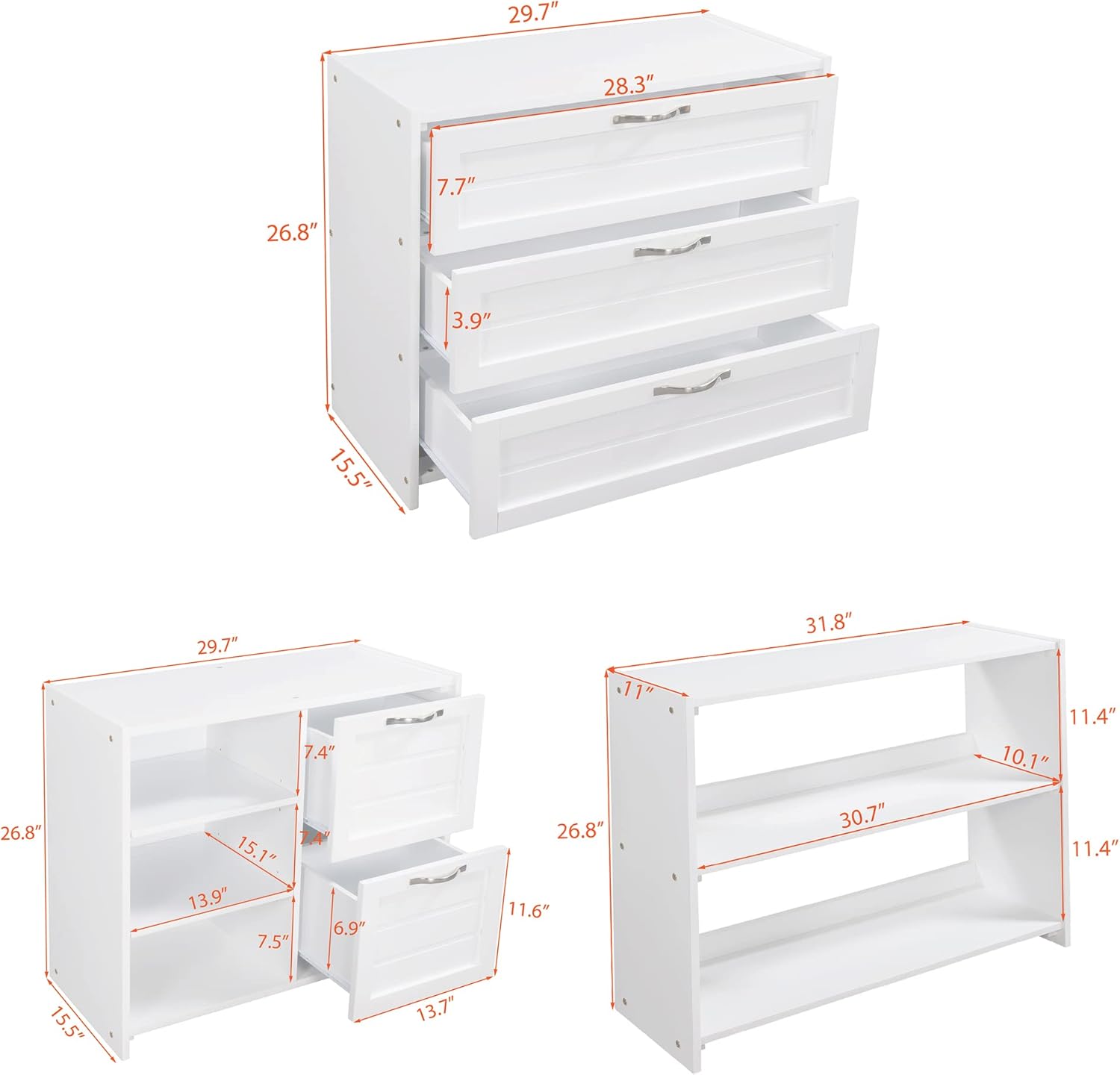 Twin Low Loft Bed with Slide, Storage Cabinets Drawers and Shelves, Wooden Space-Saving Loftbed Frame, for Kids Teens Bedroom, White