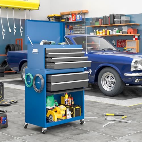 Tool Chest,5-Drawer Rolling Tool Storage Cabinet with Enhanced Packaging, Detachable Top Tool Box, Metal Tool Cart for Garage Workshop,Black, ATC001BK