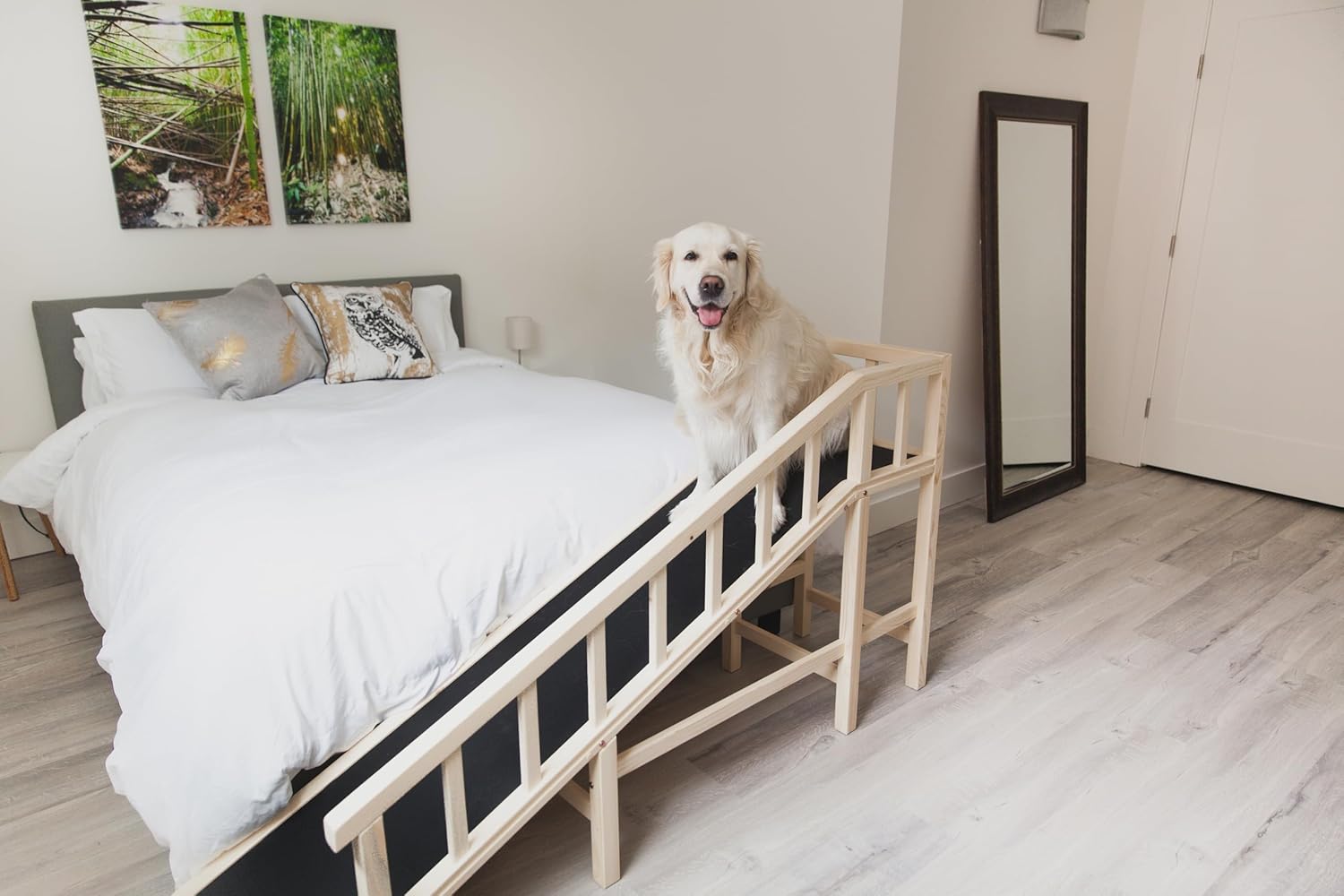 Gentle Rise Dog Bed Ramp | New & Improved Non-Slip Flooring | 74" Long and Supports Small, Large, Elderly Dogs 130+ LBS Capacity