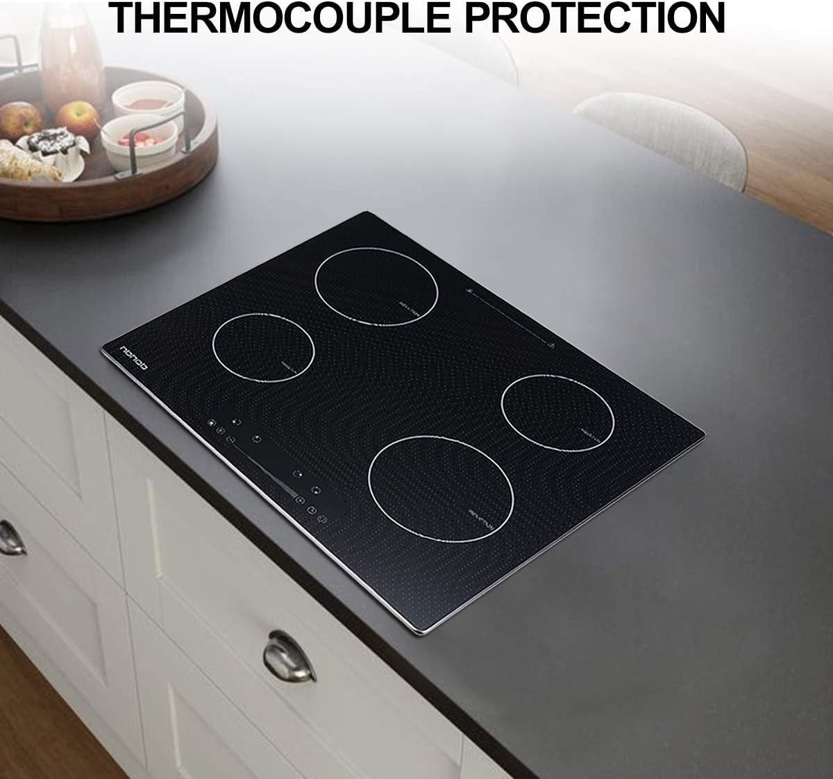 24 Inch Induction Cooktop, Stove Top Electric Cooktop, 4-Burner Electric Induction, Black Vitro Ceramic Smooth Surface Glass Gasland Chef, 220V Electric Induction Cooker, Timer & Safety Lock.